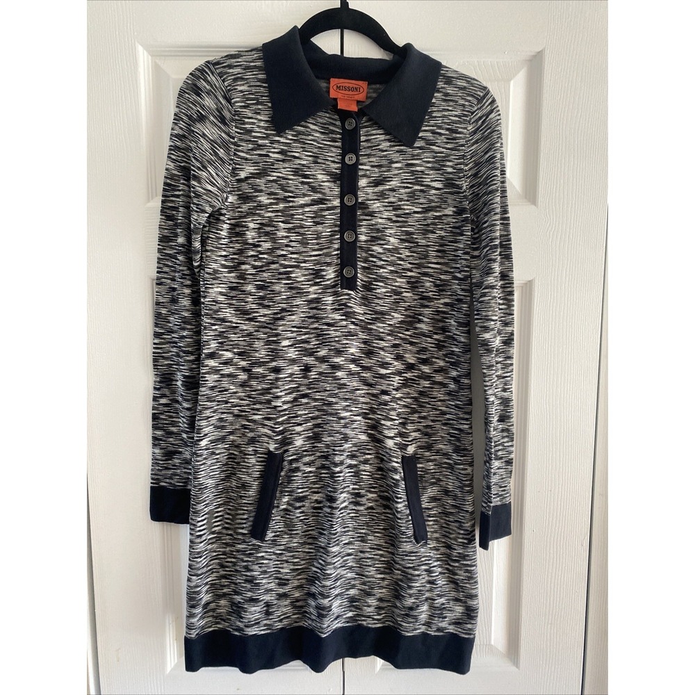 Missoni for Target Space Dye Knit Sweater Dress Womens XS Black Grey Rayon Nylon